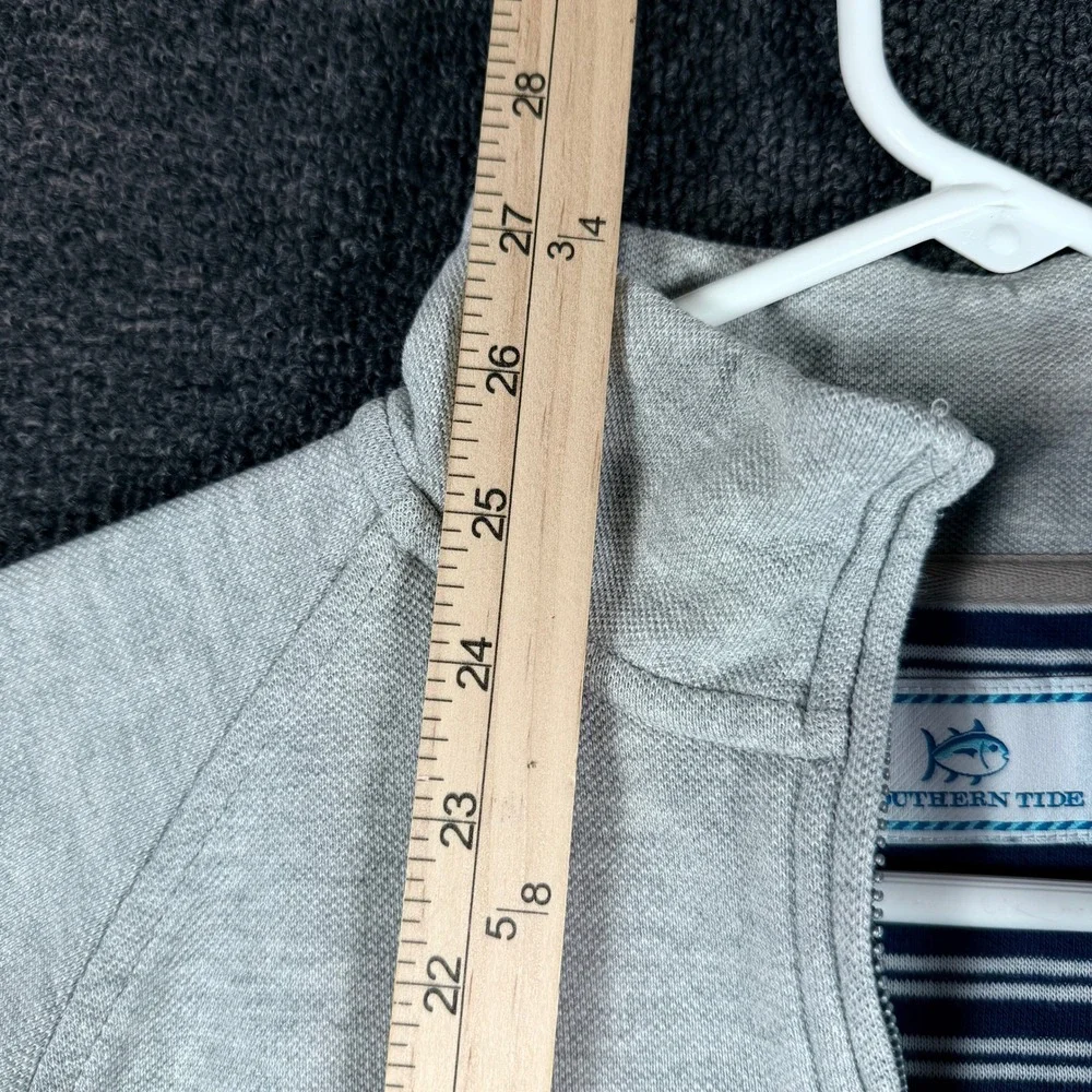 Southern Tide Mens Quarter Zip Pullover Heather Gray Skipjack Logo Small